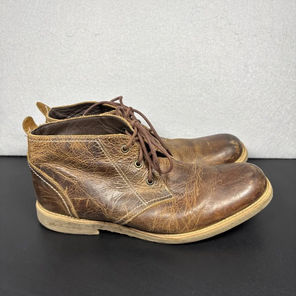 BED STU Draco Men's Leather Chukka Ankle Boots Distressed Brown Lace Up Size 11
